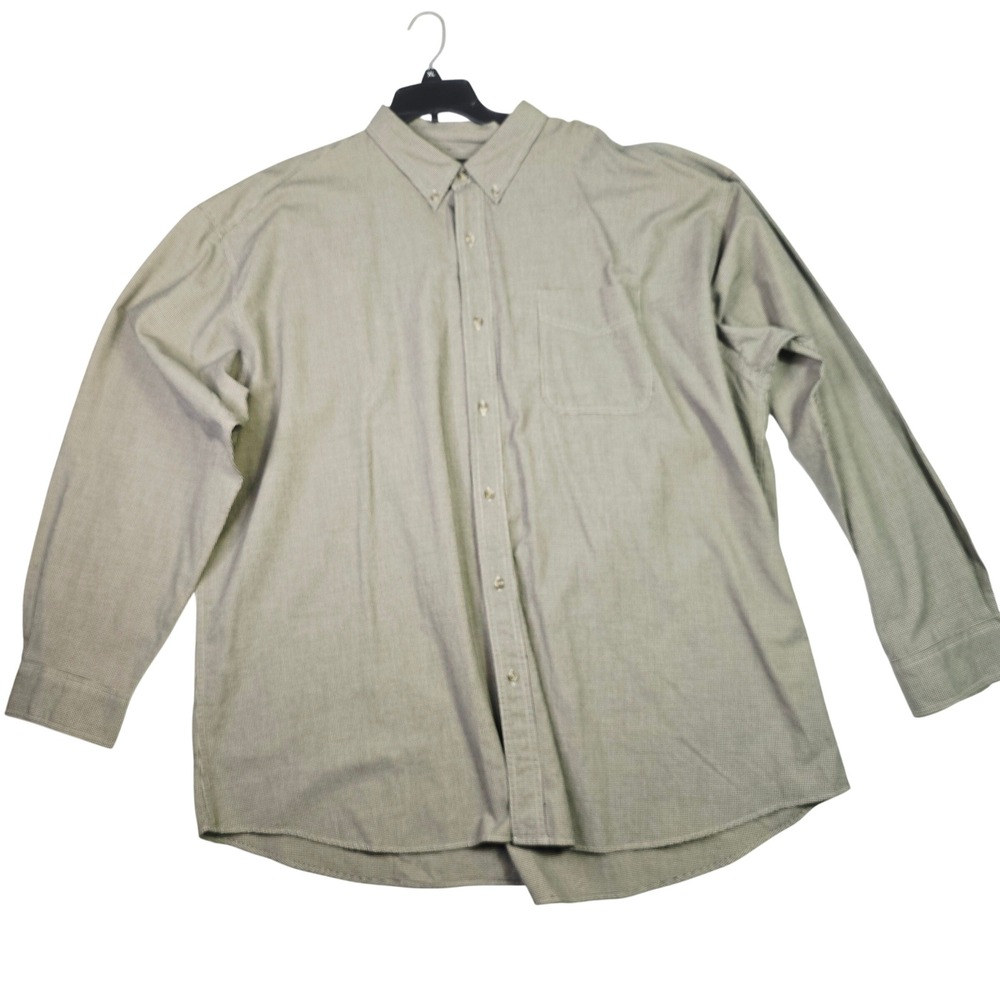 Edwards Men's Button Down Shirt 3XL Tan Black Houndstooth Cotton Long Sleeve A21